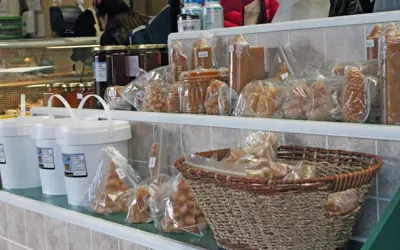 bread displayed on shelves
